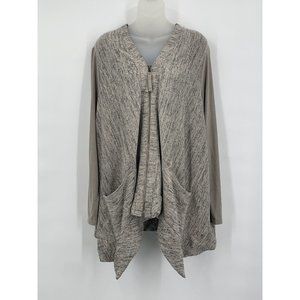 LOGO Lori Goldstein Jacket XL Gray Sharkbite Zip Up Pockets Comfy Shacket